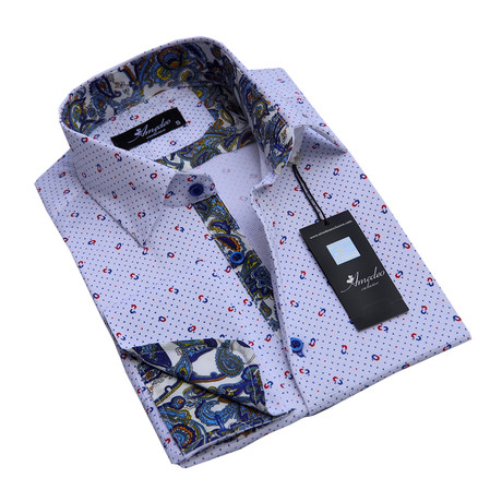 Amedeo Exclusive // Reversible Cuff French Cuff Shirt // White + Gray + Colorful Paisley (S)