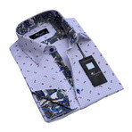 Amedeo Exclusive // Reversible Cuff French Cuff Shirt // White + Gray + Colorful Paisley (L)