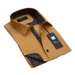 Reversible Cuff French Cuff Shirt // Solid Tan + Brown Floral (XL)