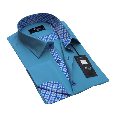 Reversible French Cuff Dress Shirt // Turquoise Blue Style 2 (S)