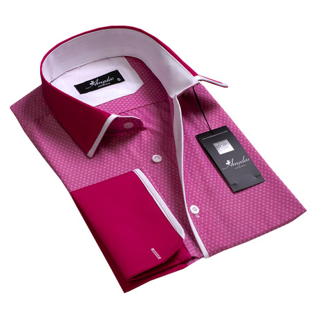 Reversible French Cuff Dress Shirt // Light Red + Dark Red (L)