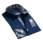 Amedeo Exclusive // Reversible Cuff French Cuff Shirt // Navy Blue Floral (S)