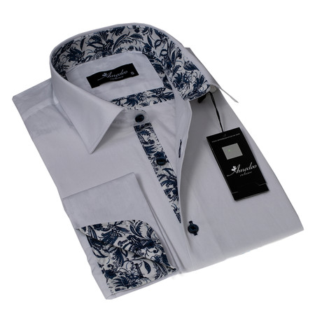 Reversible Cuff French Cuff Shirt // White Floral (L)