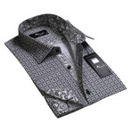 Amedeo Exclusive // Reversible Cuff French Cuff Shirt // Gray + White + Black Paisley (2XL)