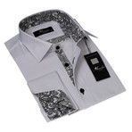 Amedeo Exclusive // Reversible Cuff French Cuff Shirt // White + Black Paisley (XL)