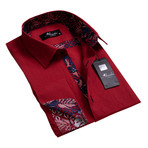 Amedeo Exclusive // Reversible Cuff French Cuff Shirt // Burgundy Floral (L)