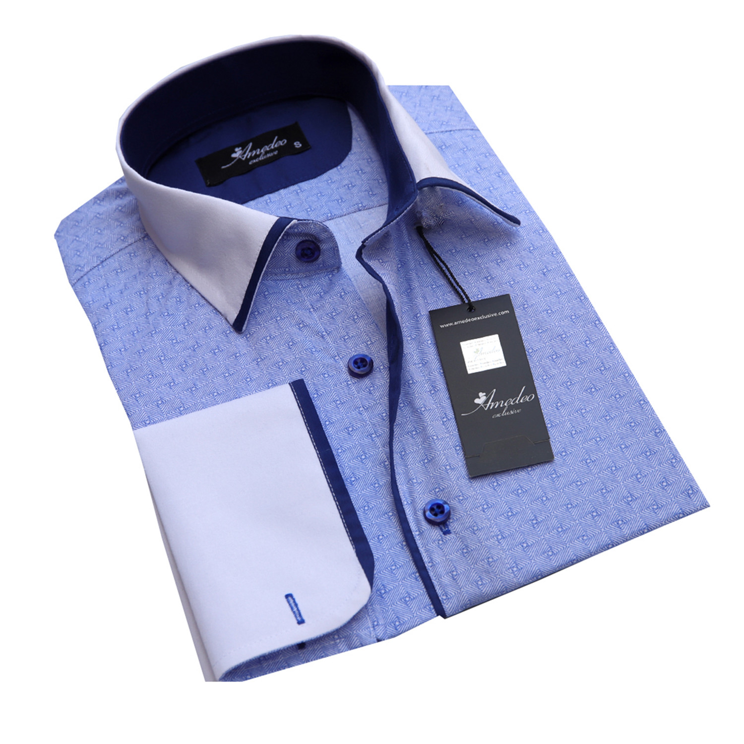 Reversible Cuff French Cuff Shirt // Light Blue (S) - Amedeo Exclusive ...