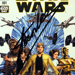 Set of 4 : Star Wars #1 - 4 Variant Covers // Stan Lee + Harrison Ford + Mark Hamill + Carrie Fisher + Peter Mayhew Signed Comic // Custom Frame (Signed Comic Book Only)
