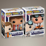 Back to the Future Doc + Marty // Christopher Lloyd + Michael J Fox Signed // Set of 2 Pops