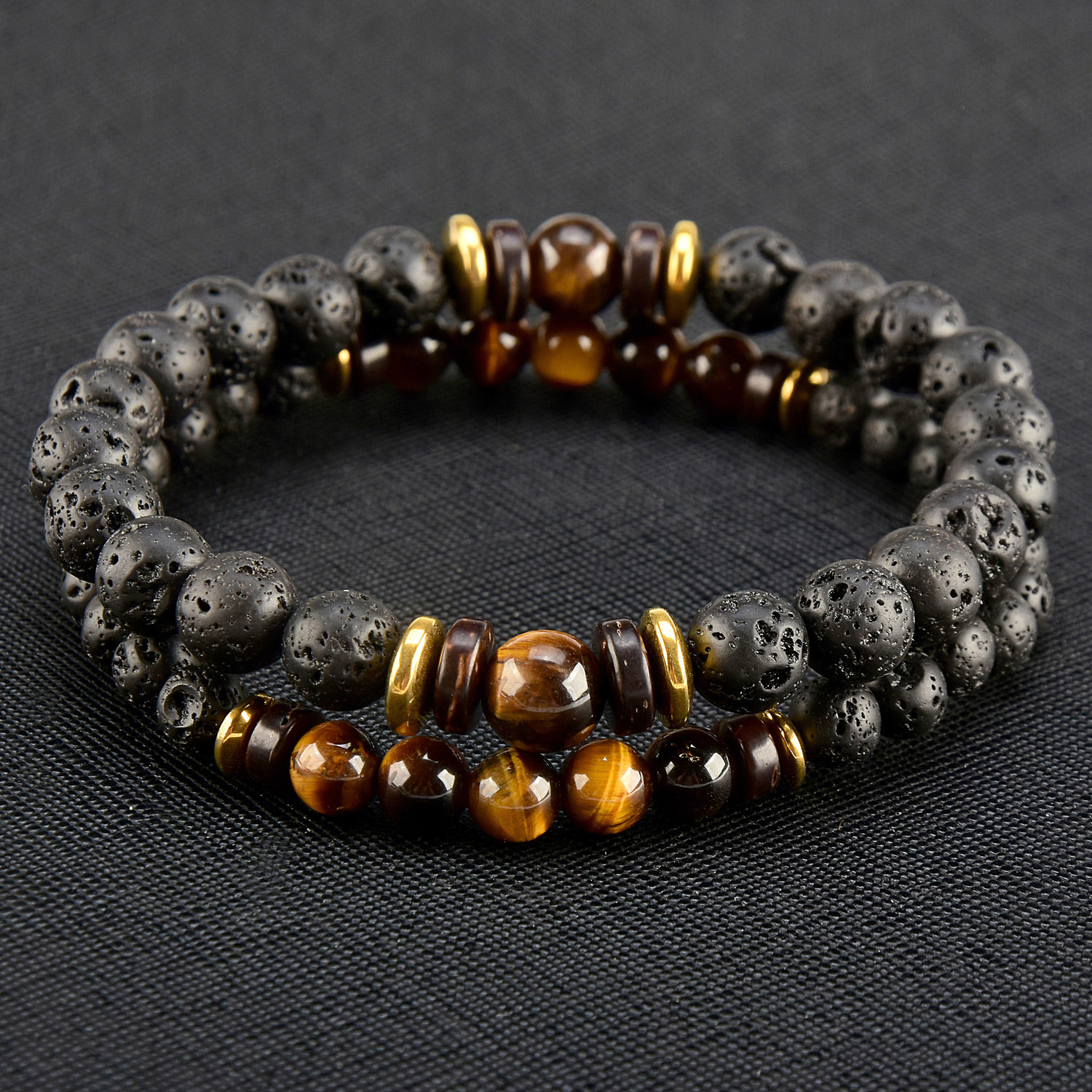Tiger's Eye + Lava + Hematite Beaded Bracelet - West Coast Jewelry ...