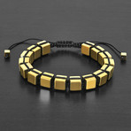 Gold IP Hematite Cube Stone Adjustable Bracelet