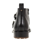 Valentino // Double Monk Strap Leather Ankle Boots // Black (US: 7)