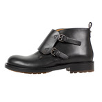 Valentino // Double Monk Strap Leather Ankle Boots // Black (US: 7)