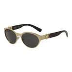 Versace // Round Metal Gold Sunglasses // Brushed Pale Gold + Gray