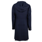 Belvest // Plaid Wool Full Length Hooded Coat // Blue (Euro: 48)
