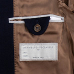 Brunello Cucinelli // Wool Blend Double Breasted Overcoat // Blue (Euro: 48)
