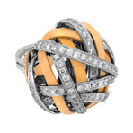 Damiani 18k White Gold + 18k Rose Gold Diamond Ring // Ring Size: 7