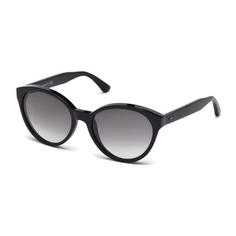 Tod's // Women's Round Sunglasses // Black + Gray Gradient