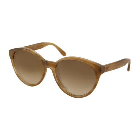 Tod's // Women's Round Sunglasses // Light Brown Stripe + Brown Gradient