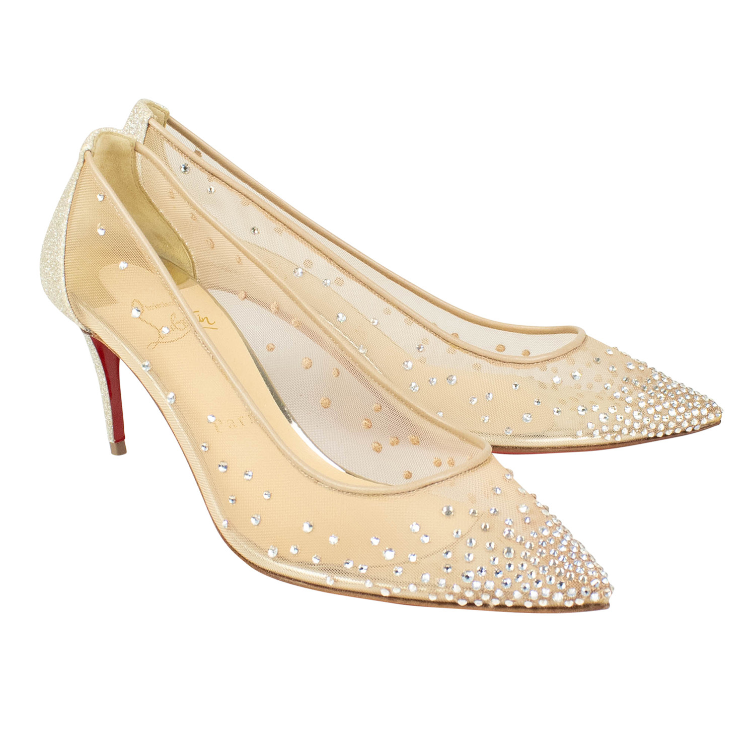 beige sparkly heels