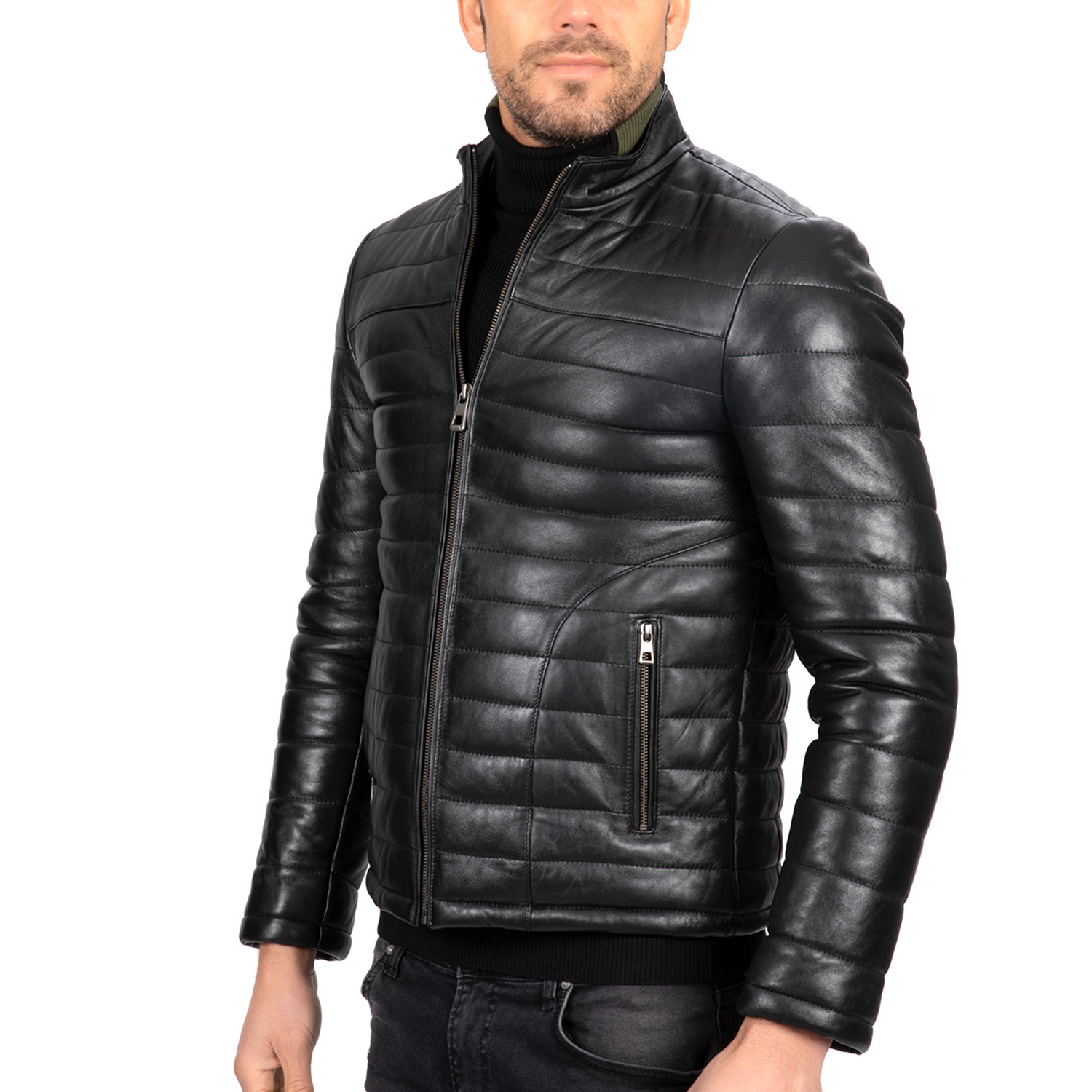 Puffed Leather Jacket // Black (S) - Paul Parker - Touch of Modern
