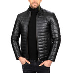 Puffed Leather Jacket // Black (M)