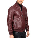 Bomber Leather Jacket // Bordeaux (2XL)