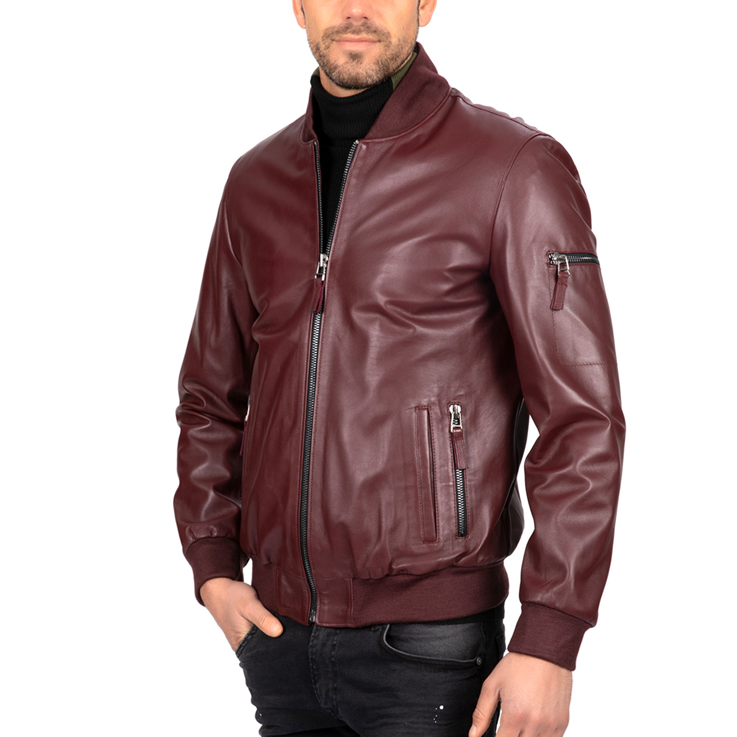 Bomber Leather Jacket // Bordeaux (S) - Paul Parker - Touch of Modern