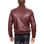 Bomber Leather Jacket // Bordeaux (2XL)