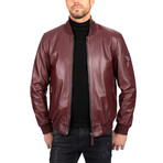 Bomber Leather Jacket // Bordeaux (XL)