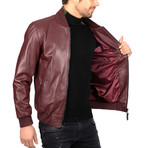 Bomber Leather Jacket // Bordeaux (S)