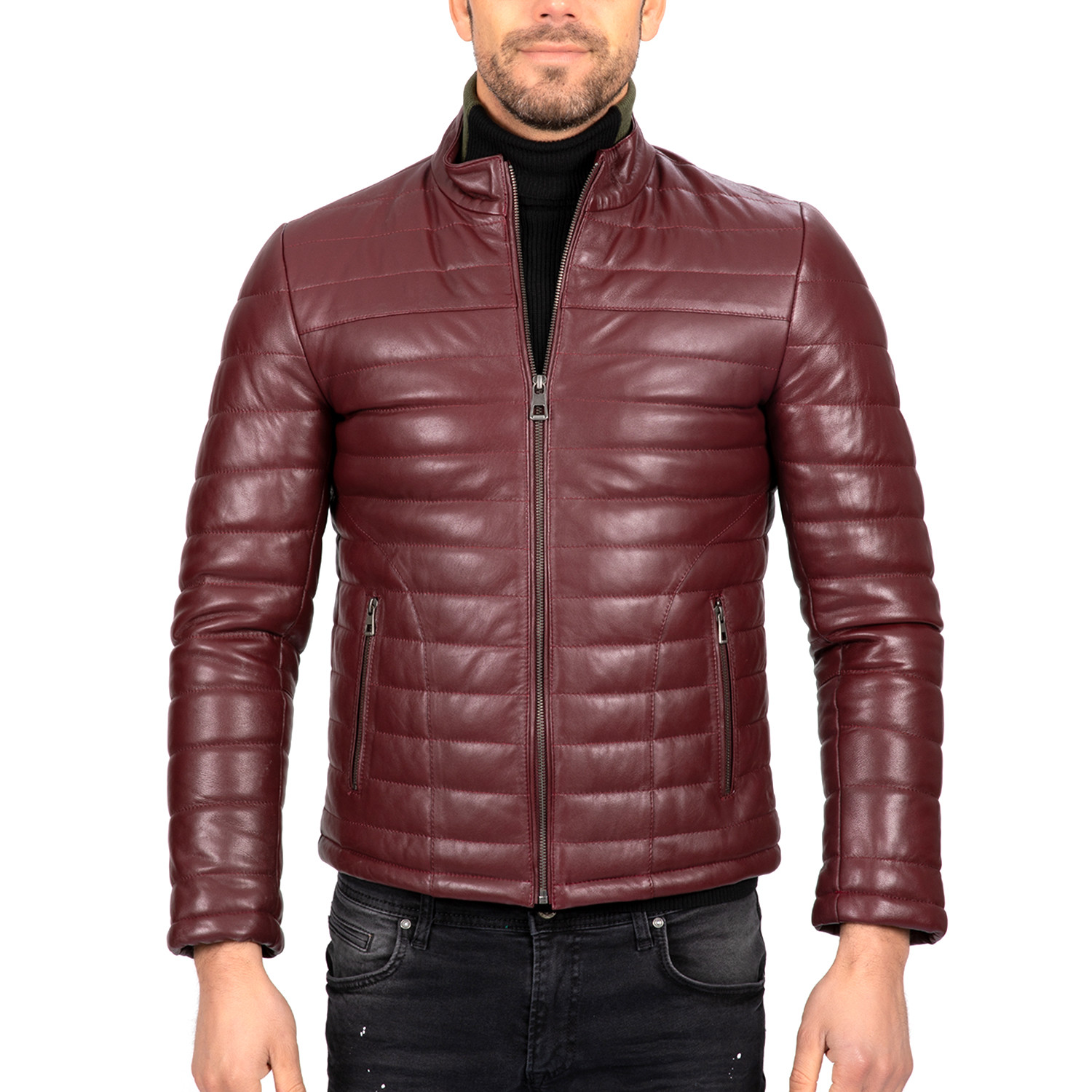 Puffed Leather Jacket // Bordeaux (L) - Paul Parker - Touch of Modern