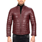 Puffed Leather Jacket // Bordeaux (XL)