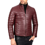 Puffed Leather Jacket // Bordeaux (2XL)