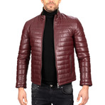 Puffed Leather Jacket // Bordeaux (L)