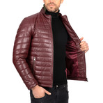 Puffed Leather Jacket // Bordeaux (2XL)