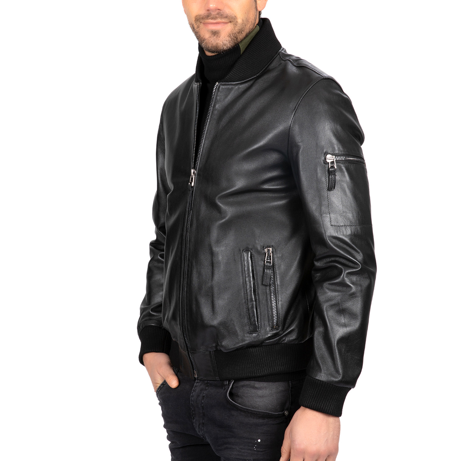 Relaxed Bomber Leather Jacket // Black (S) - Paul Parker - Touch of Modern