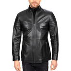 Fitted Zip-Up Leather Jacket // Black (L)