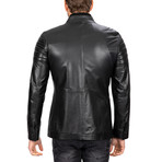 Fitted Zip-Up Leather Jacket // Black (XL)