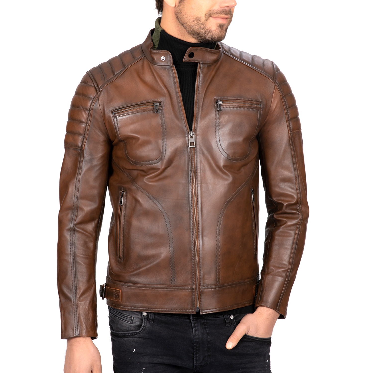 Classic Leather Jacket // Chestnut (L) - Paul Parker - Touch of Modern