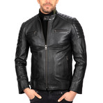 Fitted Classic Leather Jacket // Black (3XL)