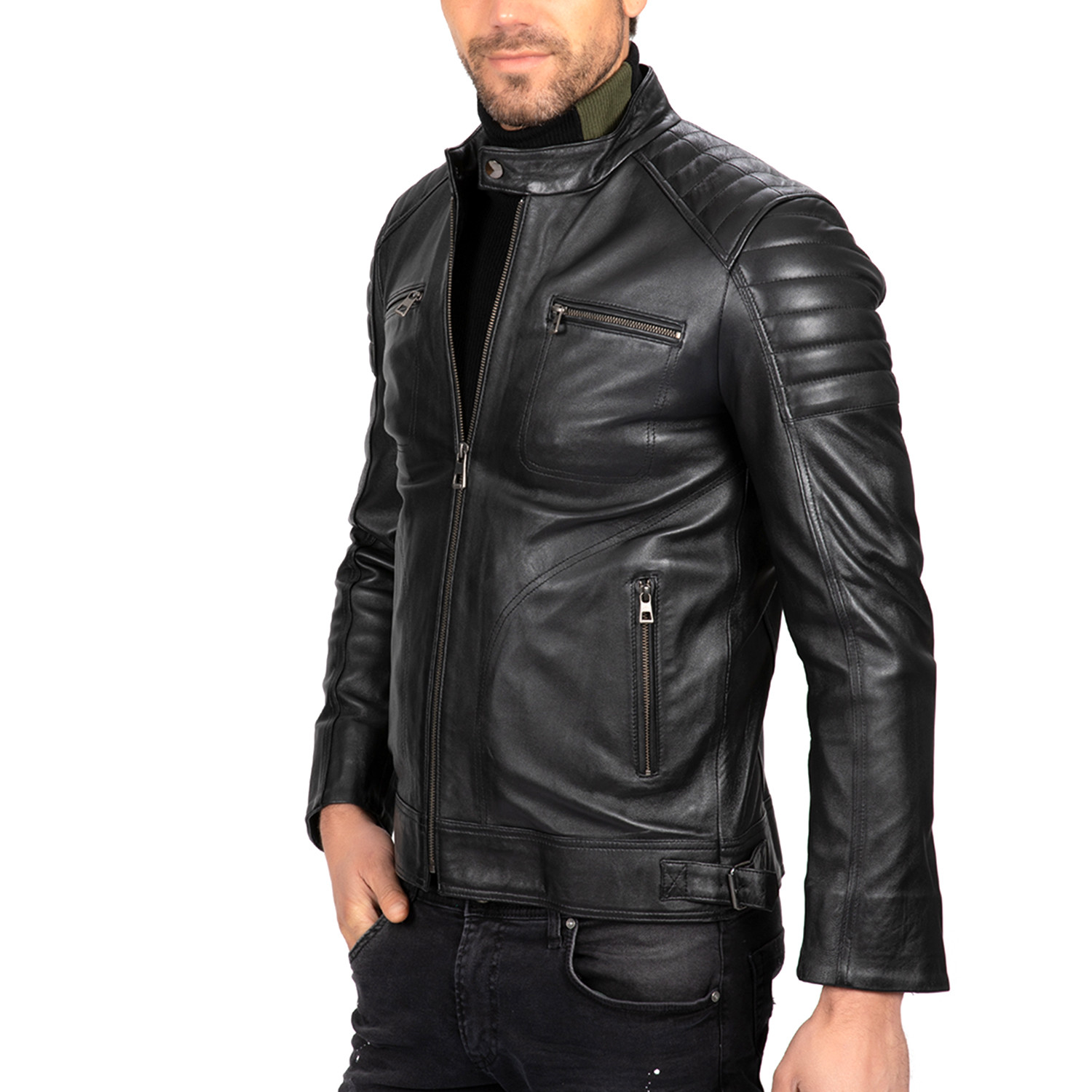 Fitted Classic Leather Jacket // Black (3XL) - Paul Parker - Touch of ...