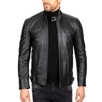 Fitted Classic Leather Jacket // Black (XL)
