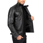 Fitted Classic Leather Jacket // Black (2XL)