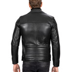 Asymmetrical Zip-Up Moto Leather Jacket // Black (M)