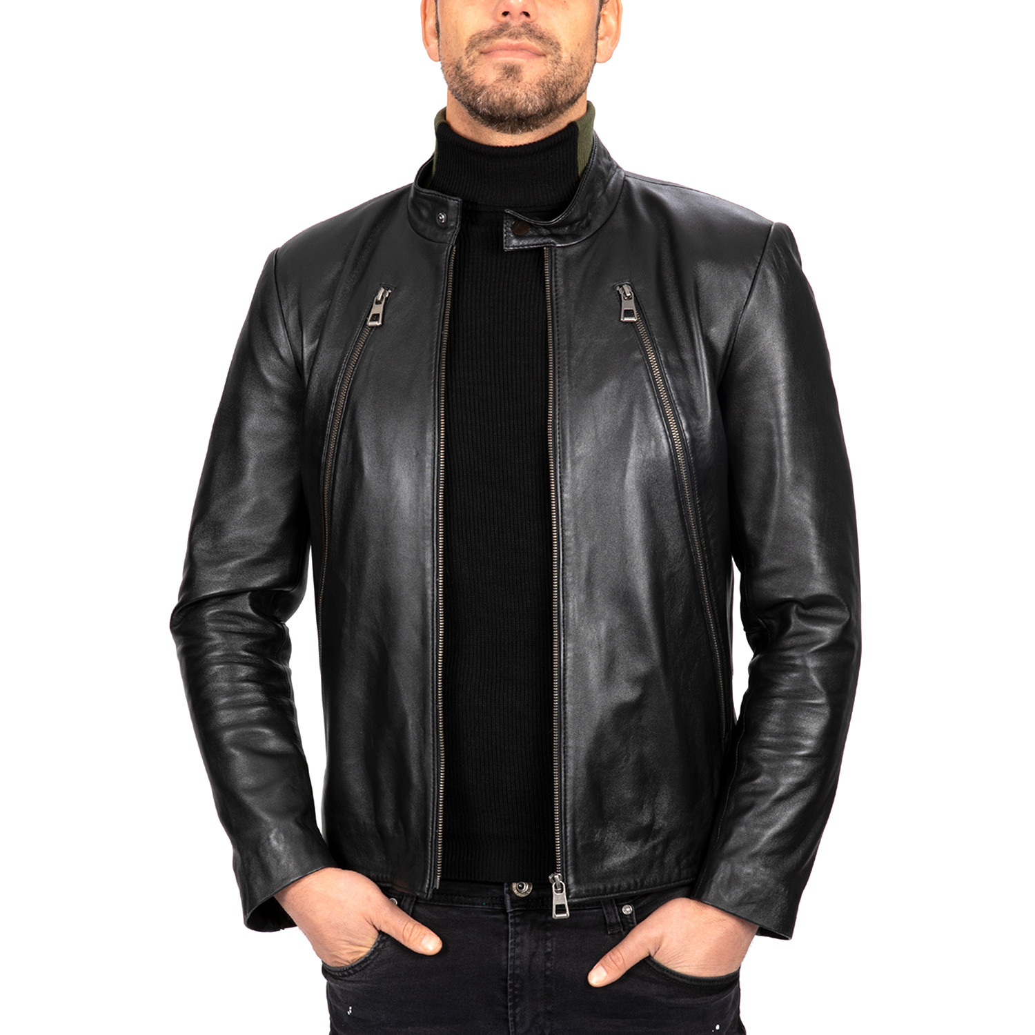 Fitted Motorcycle Leather Jacket // Black (S) - Paul Parker - Touch of ...