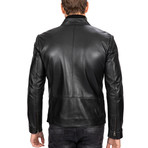 Fitted Motorcycle Leather Jacket // Black (3XL)