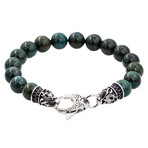 Apatite Bead Lobster Clasp Bracelet // Green + Silver