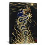 Flying Blue Dragon To The Moon // One-Stroke Dragon (18"W x 26"H x 0.75"D)