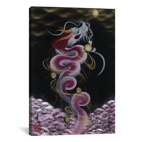 Heavenly Dragon To The Moon // One-Stroke Dragon (18"W x 26"H x 0.75"D)